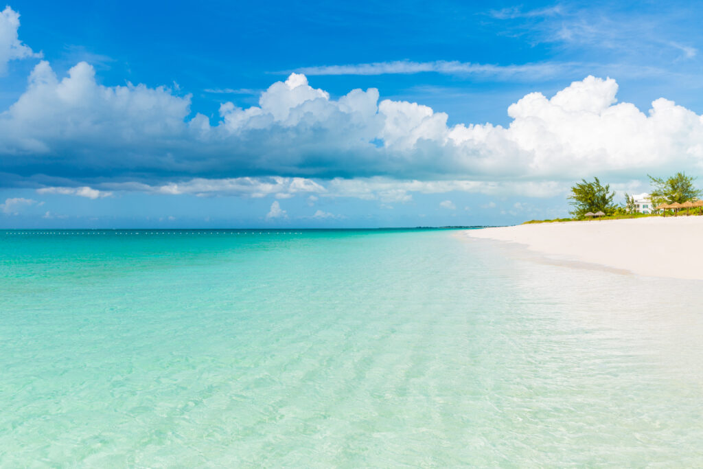 A close up of the ocean with the sand on the right.